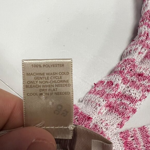 Ann Taylor Loft Womens Tie Neck Long Roll Tab Sleeve Blouse Pink/White Striped S - Picture 11 of 11